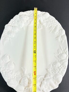 Imperial Porcelain White Embossed Fruit and Floral Wall Mirror